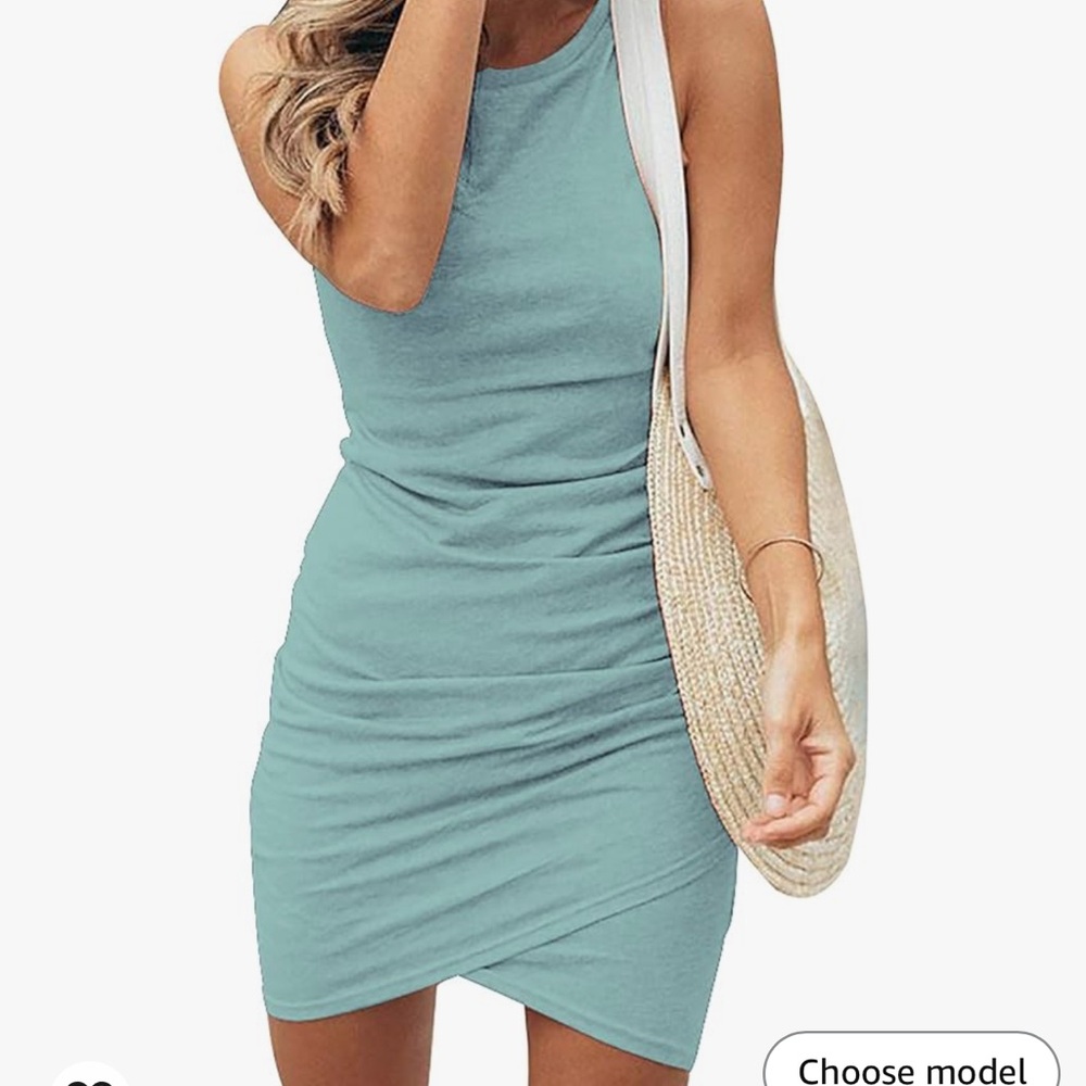 Women Ruched Sleeveless Tank Bodycon Dress - XL